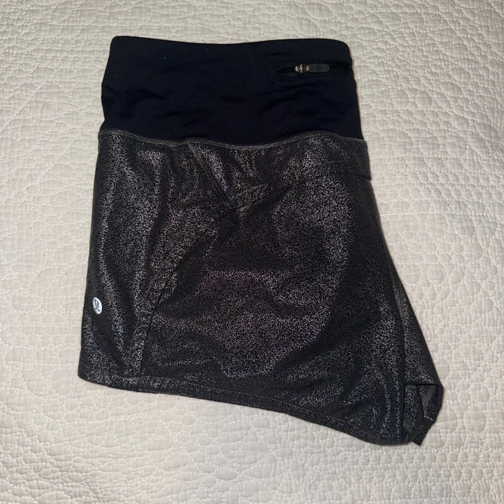 lululemon athletica Shimmering Black Women's Athletic Shorts - Picture 4 of 5